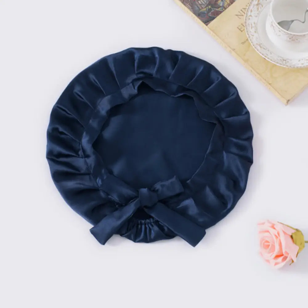Bonnet de nuit en soie - Bleu marine
