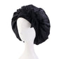 Bonnet en satin pour cheveux bouclés - Noir