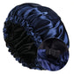 Bonnet en soie cheveux bouclés - Bleu marine / Noir / 33 - 34 cm