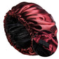 Bonnet en soie cheveux bouclés - Bordeaux / Noir / 33 - 34 cm