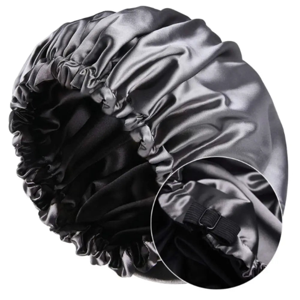 Bonnet en soie cheveux bouclés - Gris foncé / Noir / 33 - 34 cm