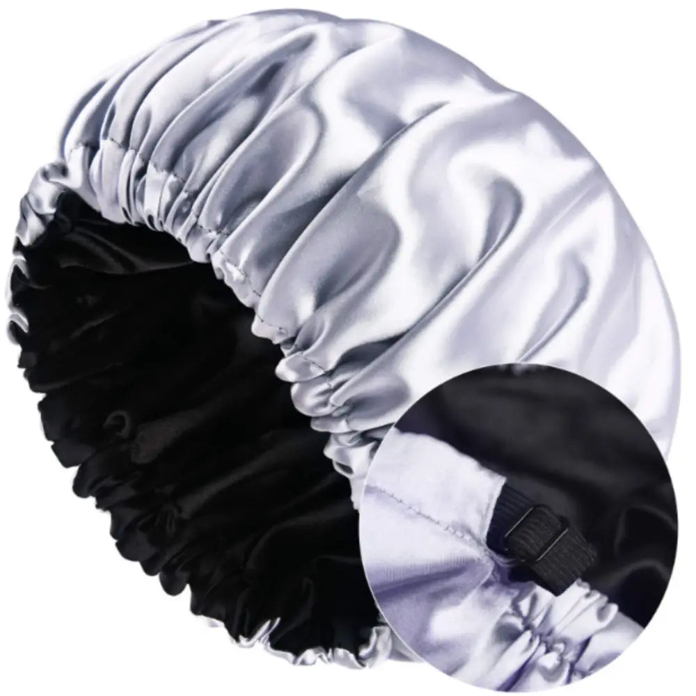 Bonnet en soie cheveux bouclés - Gris / Noir / 33 - 34 cm