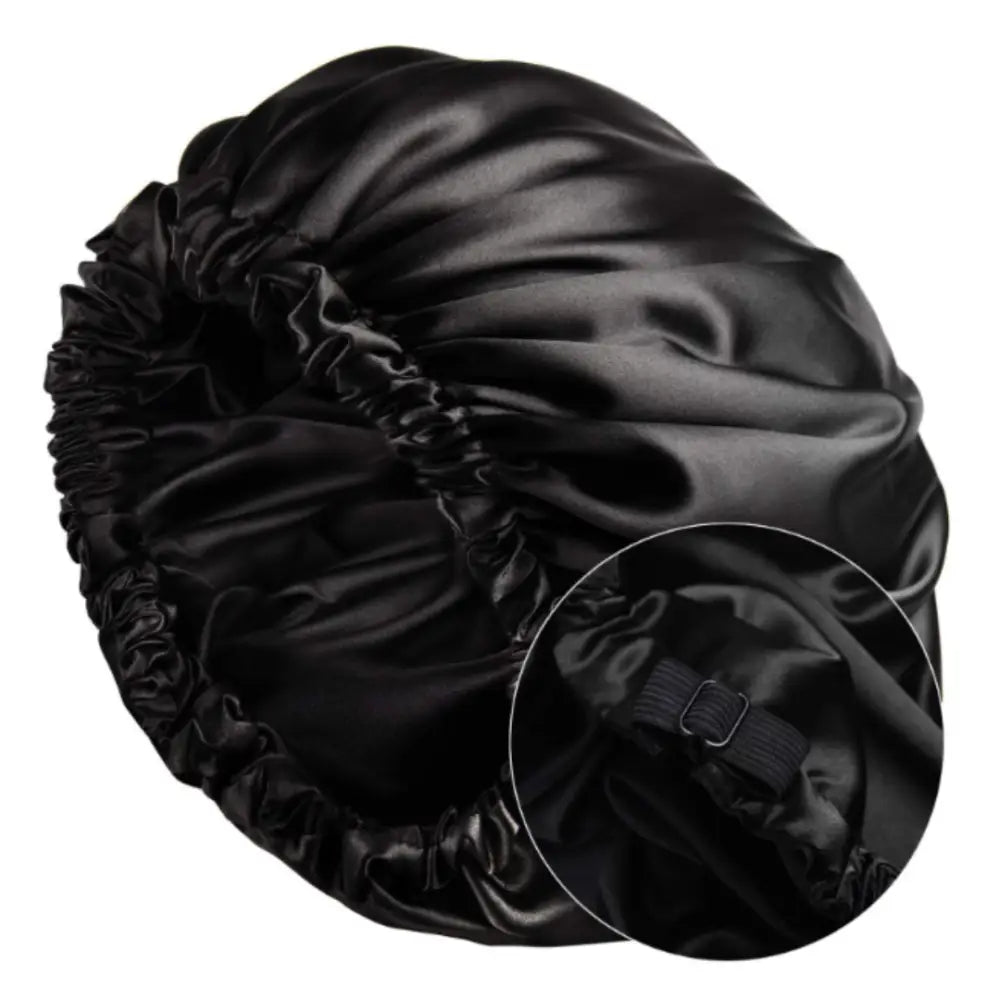 Bonnet en soie cheveux bouclés - Noir / Noir / 33 - 34 cm