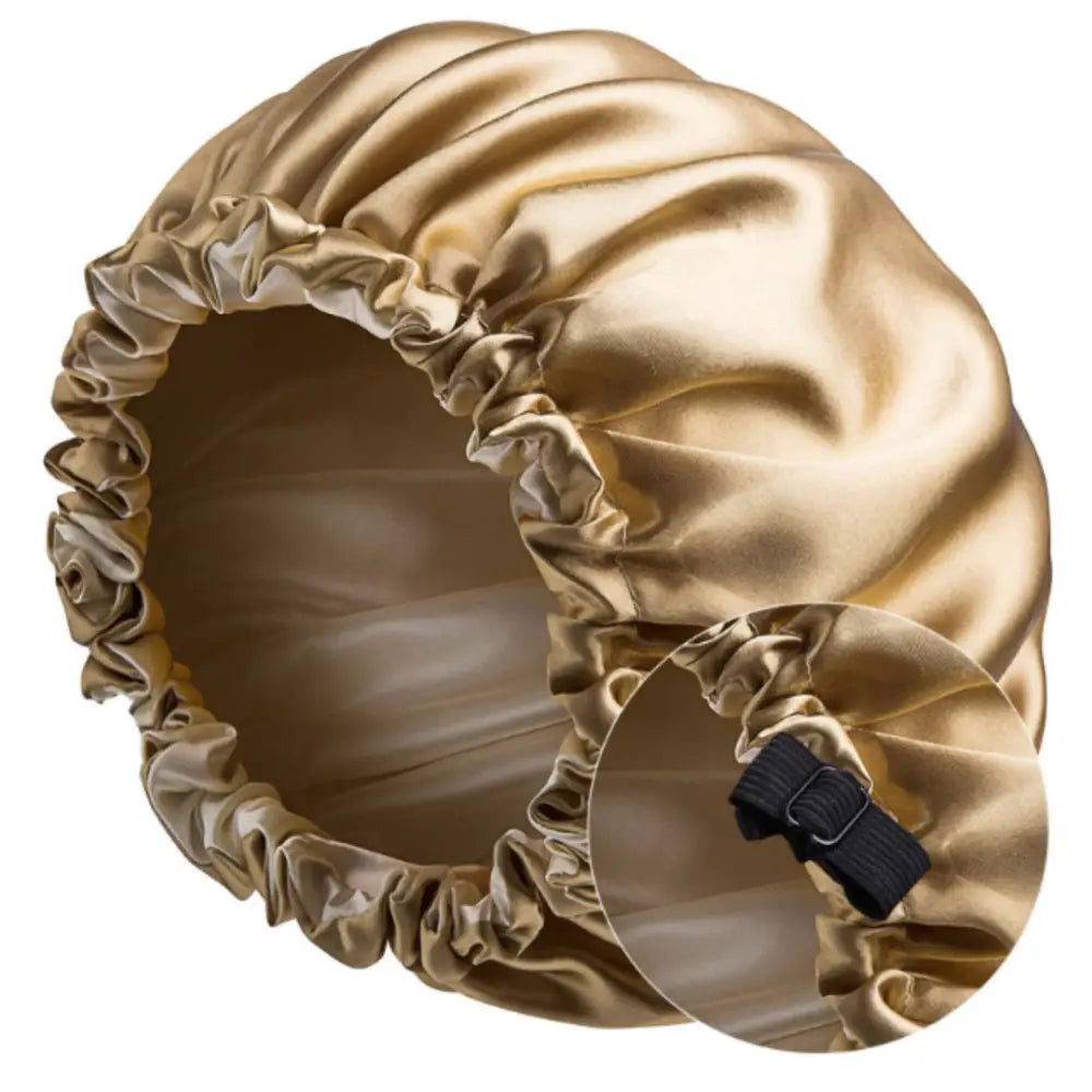 Bonnet en soie cheveux bouclés - Or / Beige / 33 - 34 cm