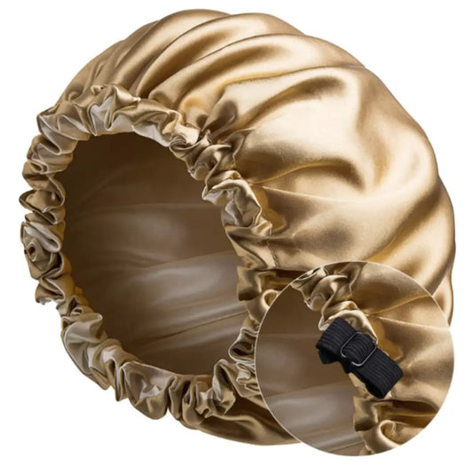 Bonnet en soie cheveux bouclés - Or / Beige / 33 - 34 cm