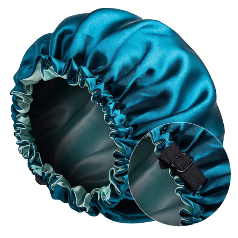 Bonnet en soie cheveux bouclés - Vert foncé / Vert clair / 33 - 34 cm