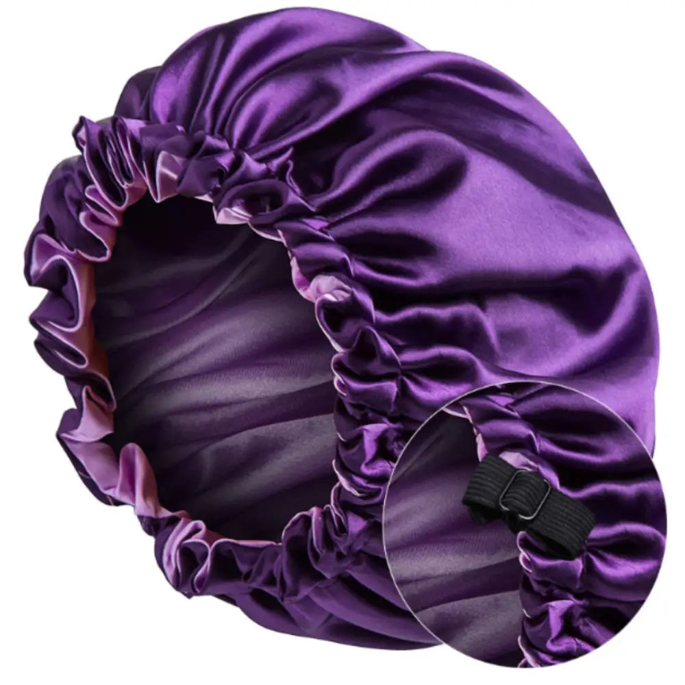 Bonnet en soie cheveux bouclés - Violet / Violet clair / 33 - 34 cm