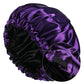 Bonnet en soie cheveux bouclés - Violet foncé / Noir / 33 - 34 cm