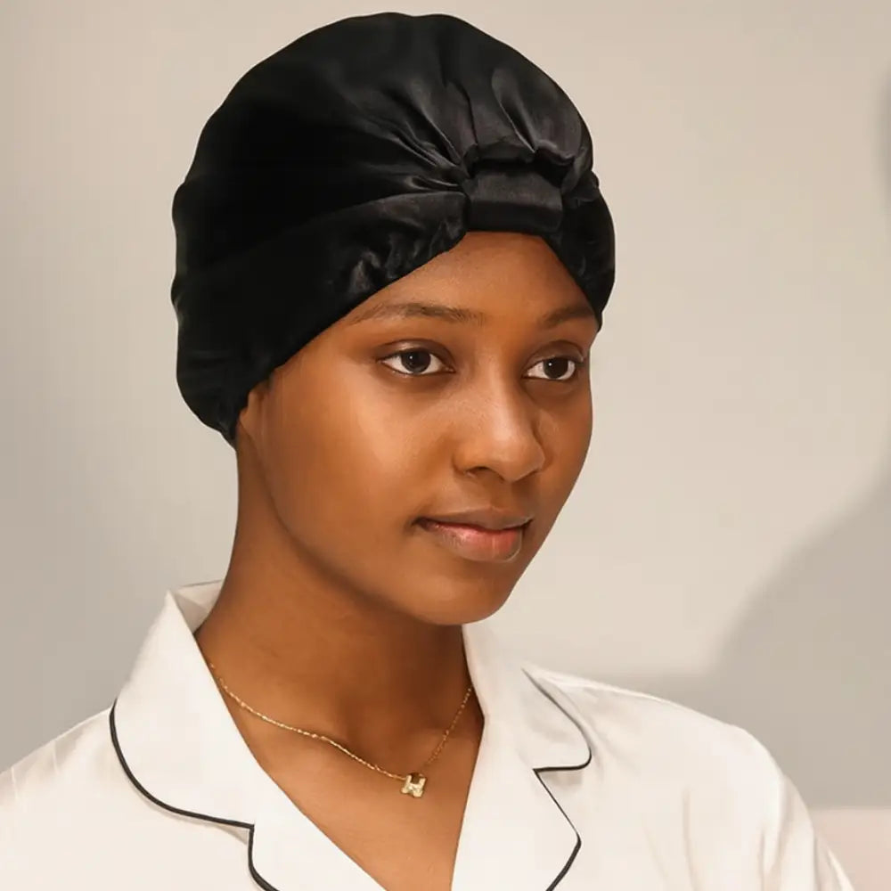 Bonnet en soie cheveux - Noir
