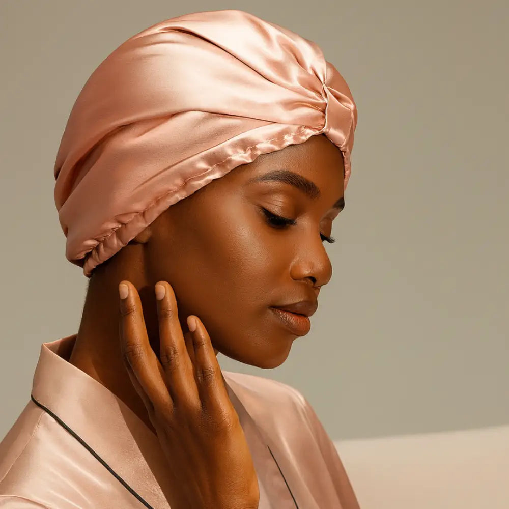 Bonnet en soie cheveux - Rose