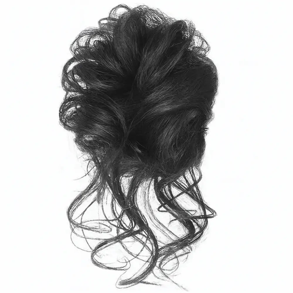 Chouchou en faux cheveux - Brun noir