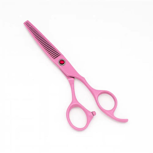 Ciseaux coiffure rose - A dents / 6 pouces