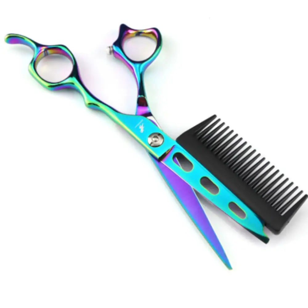 Ciseaux peigne - Vert + violet / Troué