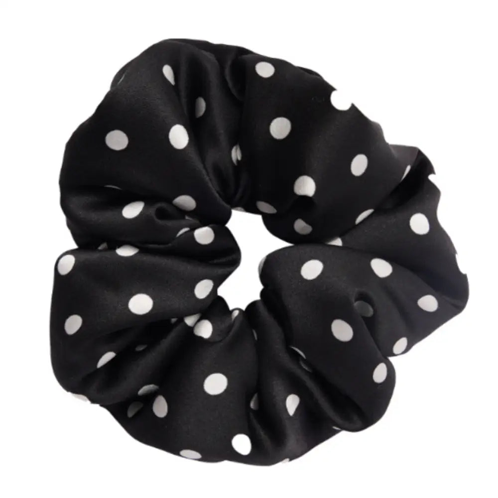 Elastique en soie - Noir / 6 cm / Pois