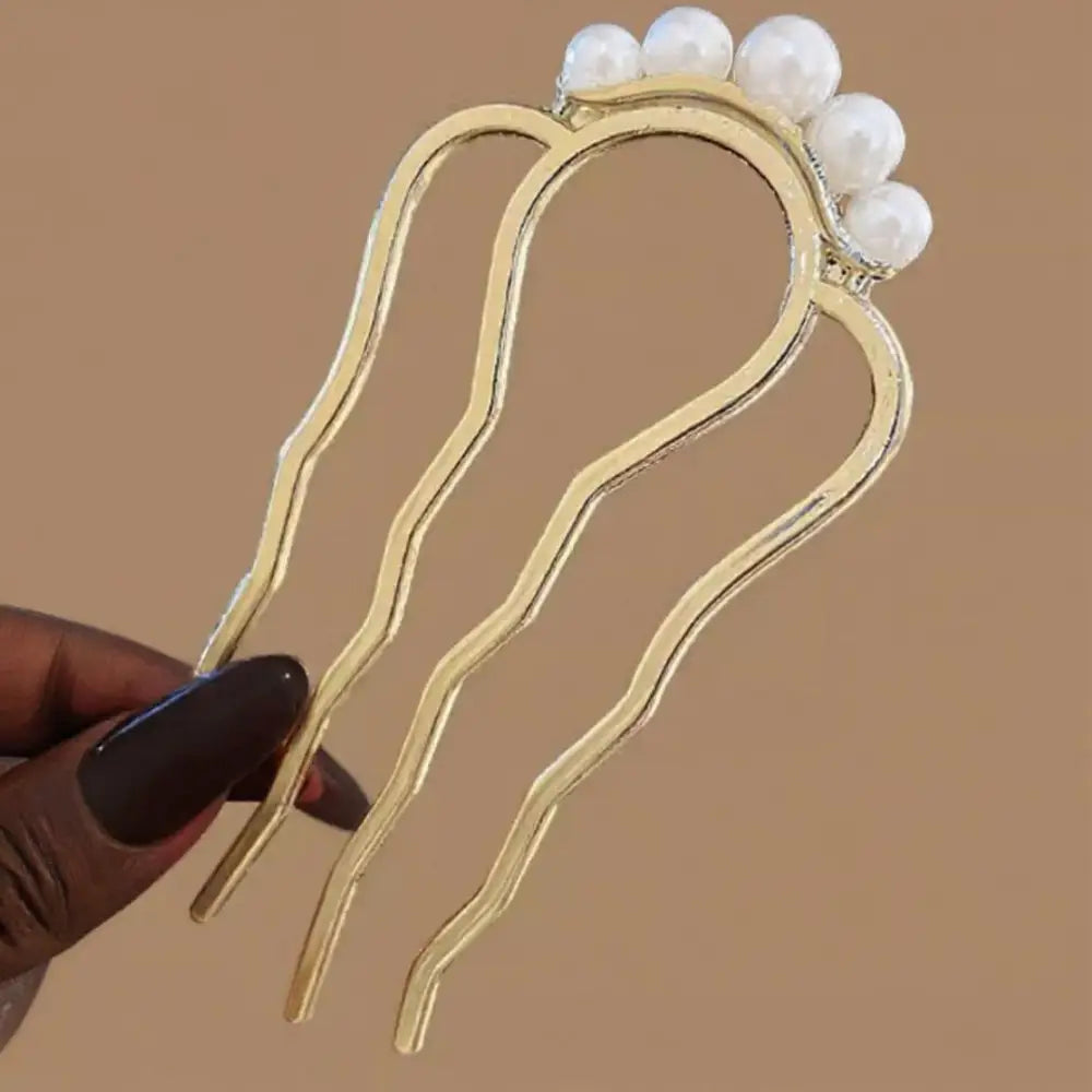 Epingles cheveux épais - Doré / Cinq petites perles
