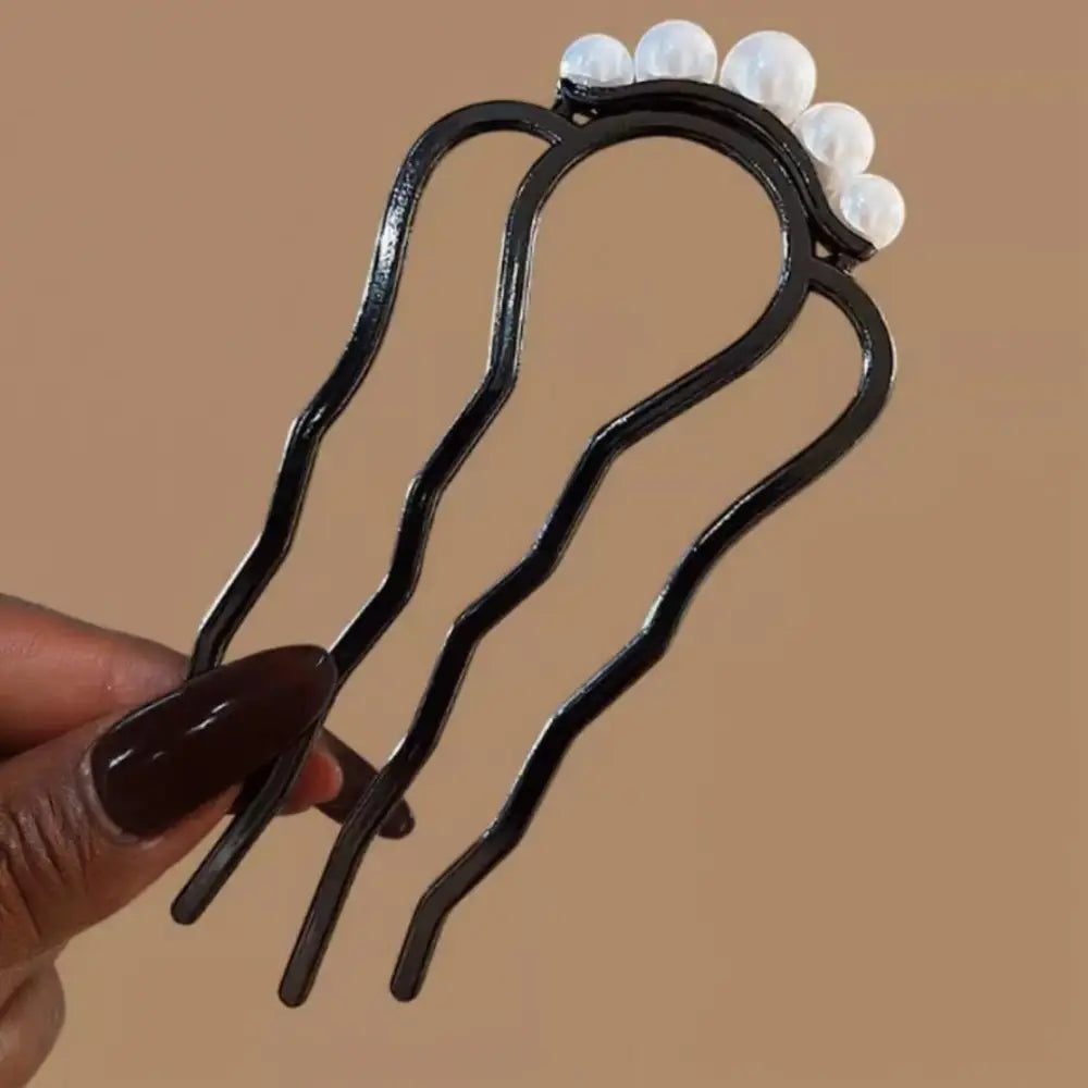 Epingles cheveux épais - Noir / Cinq petites perles