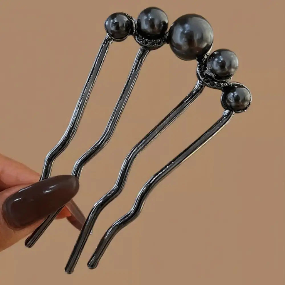 Epingles cheveux épais - Noir / Ondulé à cinq perles