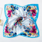 Foulard carré de soie - Bleu floreaux / 50 * 50 cm
