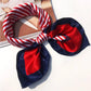 Foulard carré de soie - Bleu marine + rouge + blanc / 50 * 50 cm
