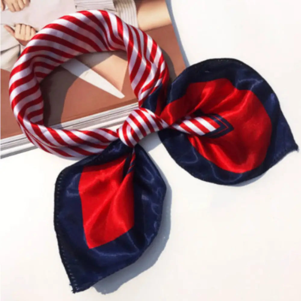 Foulard carré de soie - Bleu marine + rouge + blanc / 50 * 50 cm