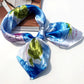 Foulard carré de soie - Bleu + vert + rose / 50 * 50 cm