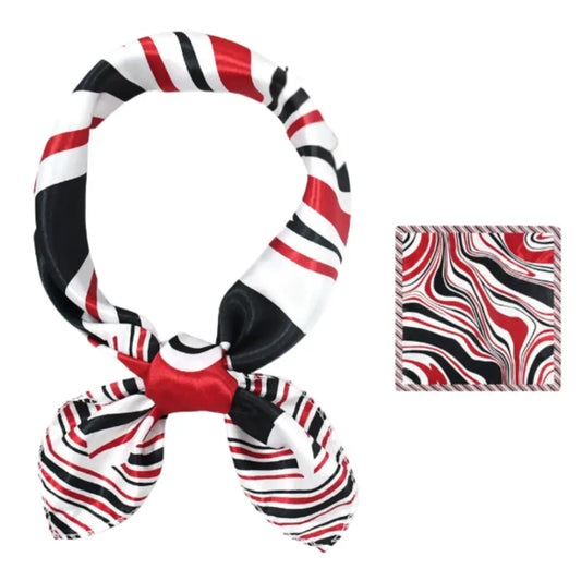 Foulard carré de soie - Noir + blanc + rouge / 50 * 50 cm