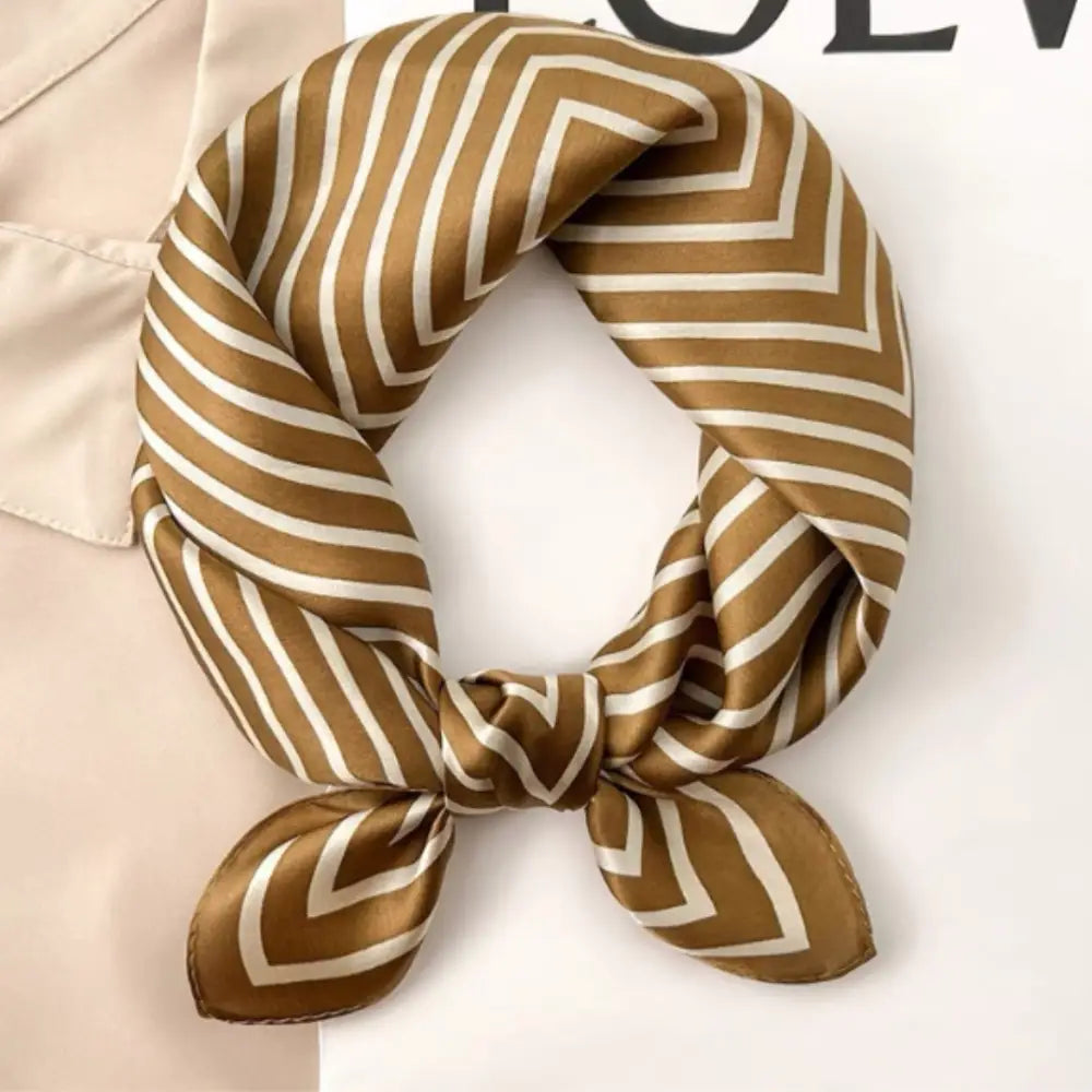 foulard marron - Rayé beige