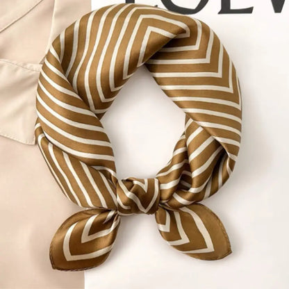 foulard marron - Rayé beige