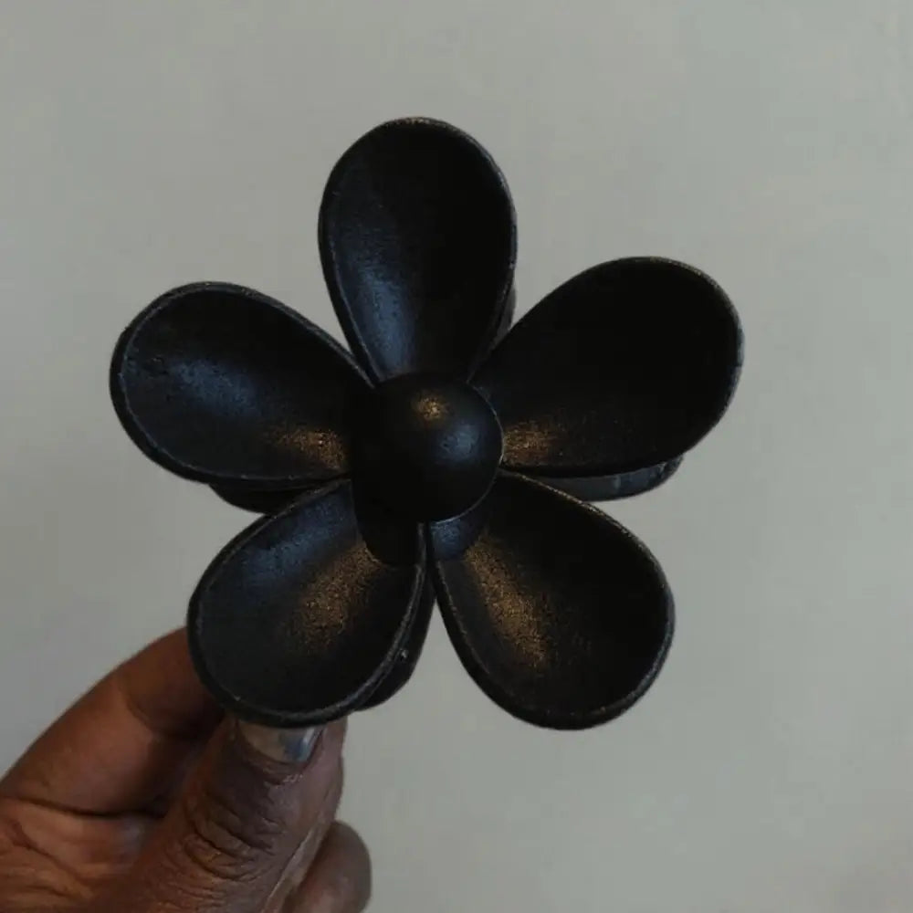Pince à cheveux fleurs - Noir