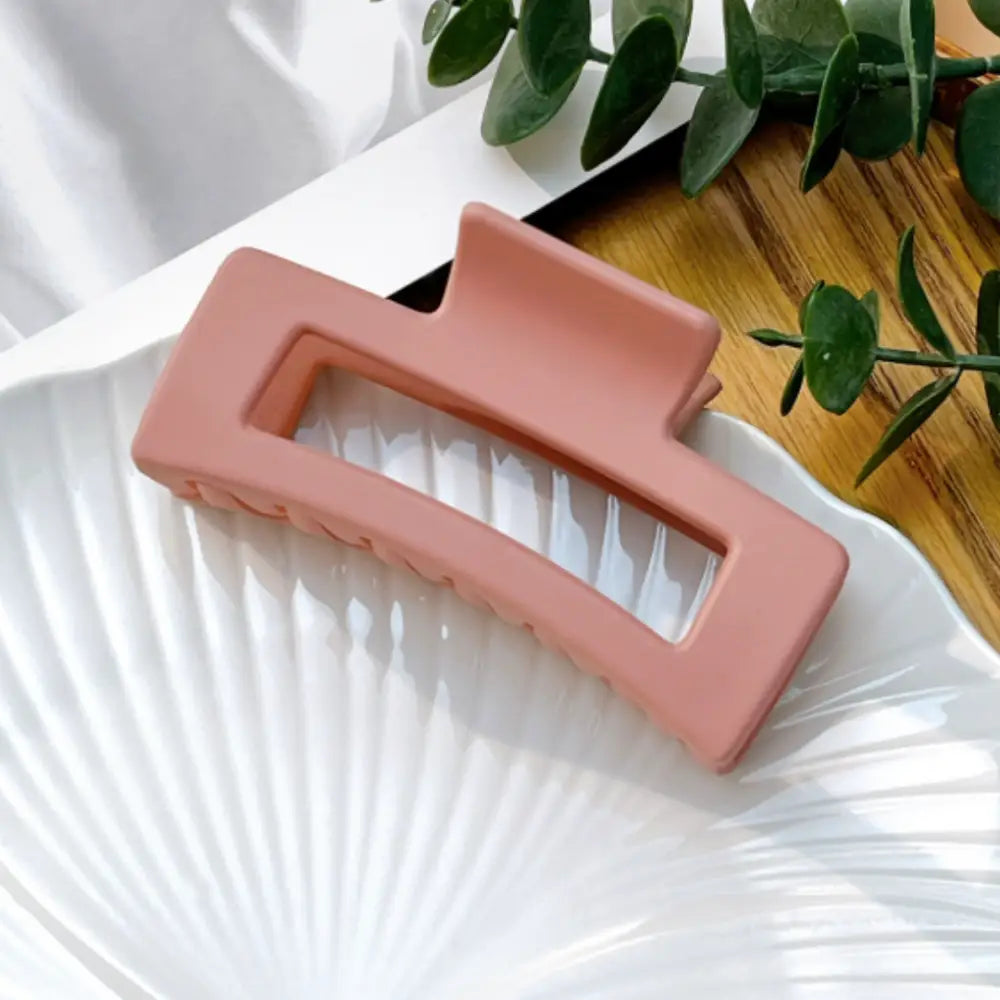Pince cheveux epais - Rectangle / Rose poudré