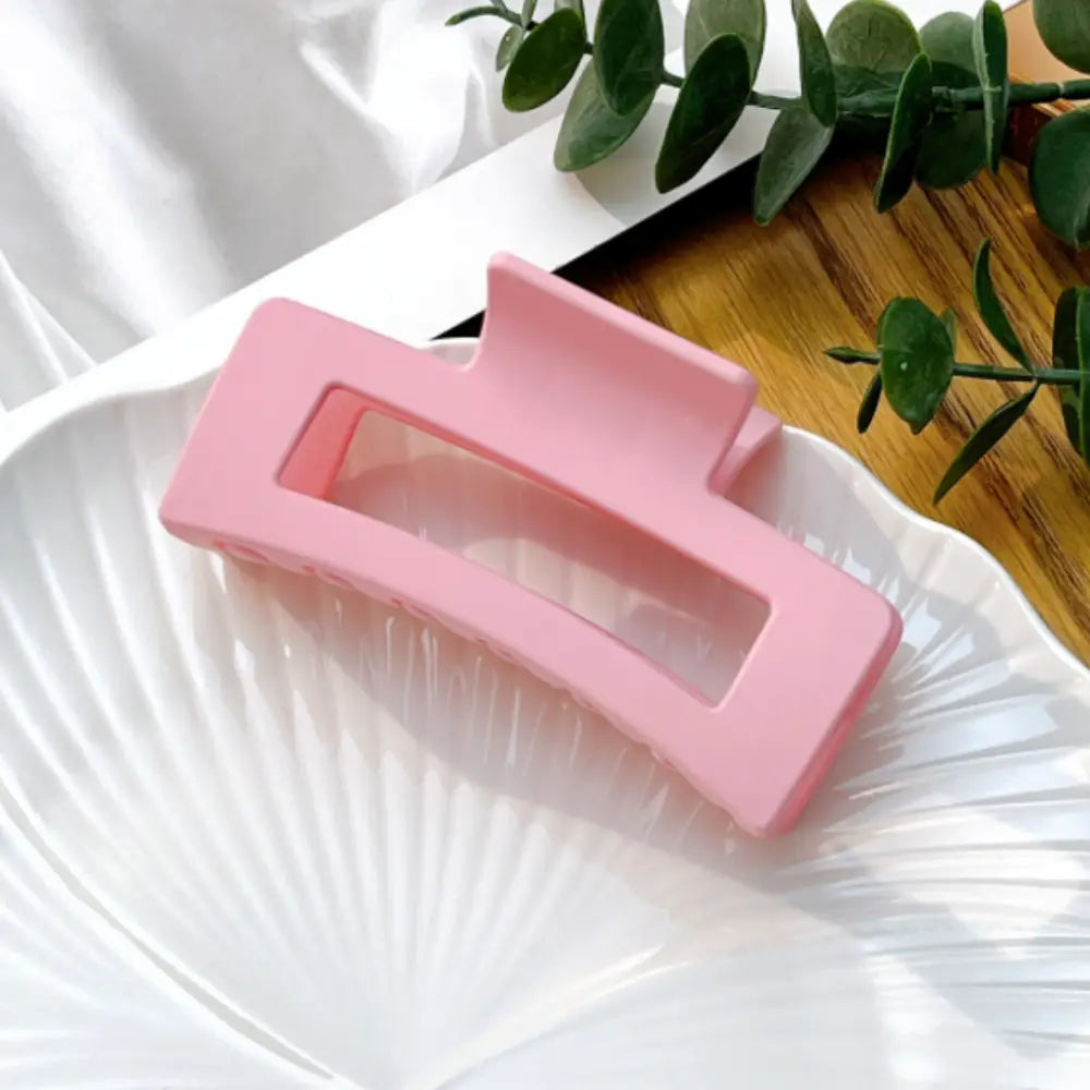Pince cheveux epais - Rectangle / Rose translucide