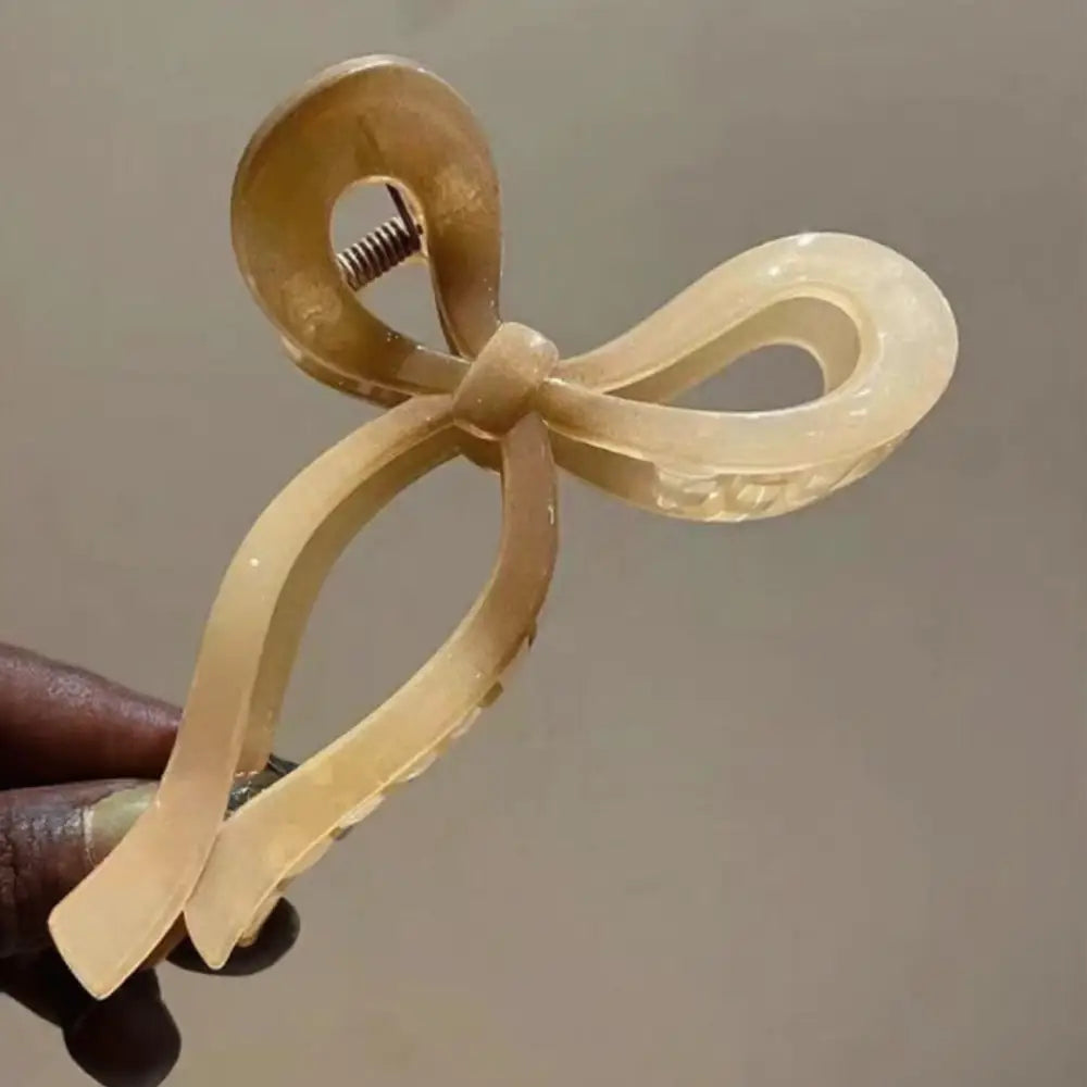 Pince cheveux nœud - Dégradé marron / 11 CM