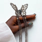 Pince papillon cheveux - chaine papillon noir