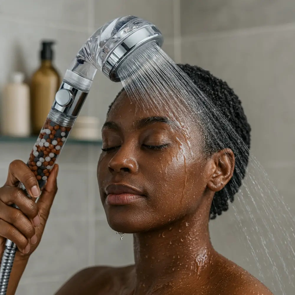 pommeau de douche anti perte de cheveux - Transparent + blanc