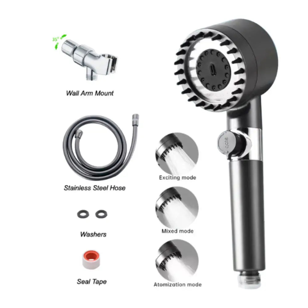 Pommeau de douche pour cheveux afro - Gris foncé + noir