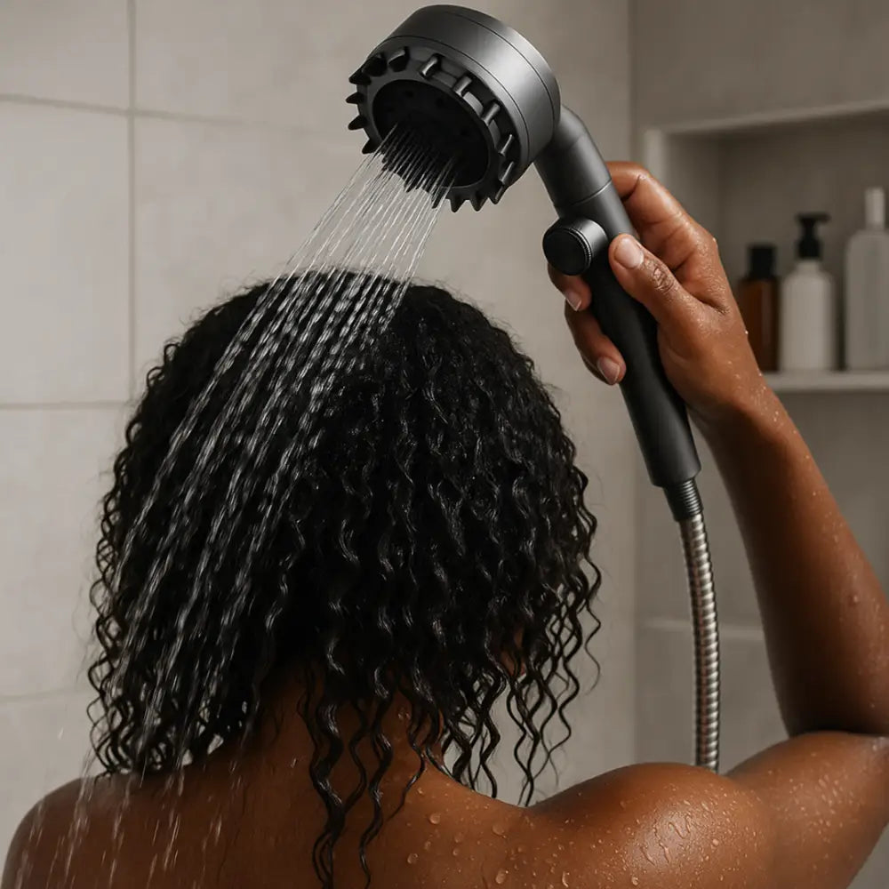 Pommeau de douche système filtration aide anti chute cheveux