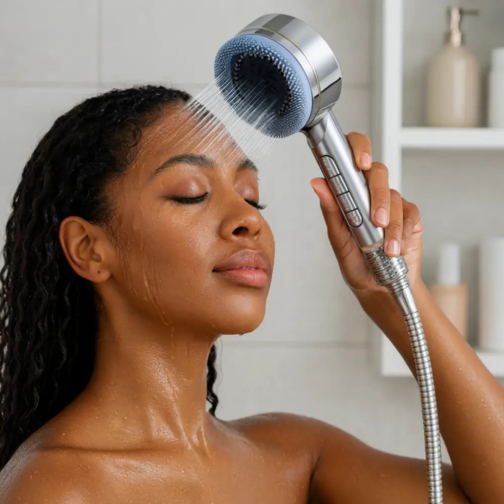 Pommeau douche filtrant cheveux