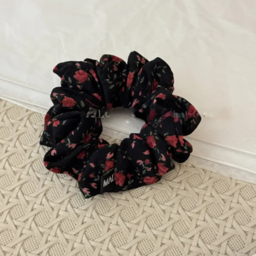 Scrunchie floral - Noir