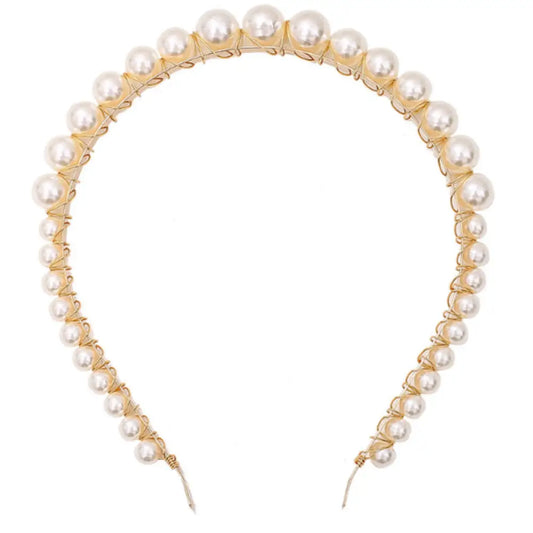Serre-tête femme cheveux court - Grand perle