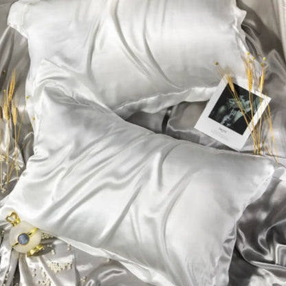 Taie d’oreiller en satin bienfaits - Blanc