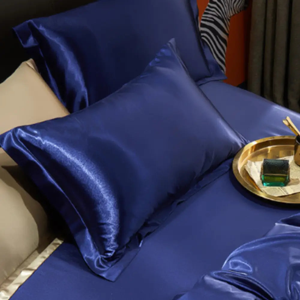 Taie d’oreiller en satin bienfaits - Bleu marine