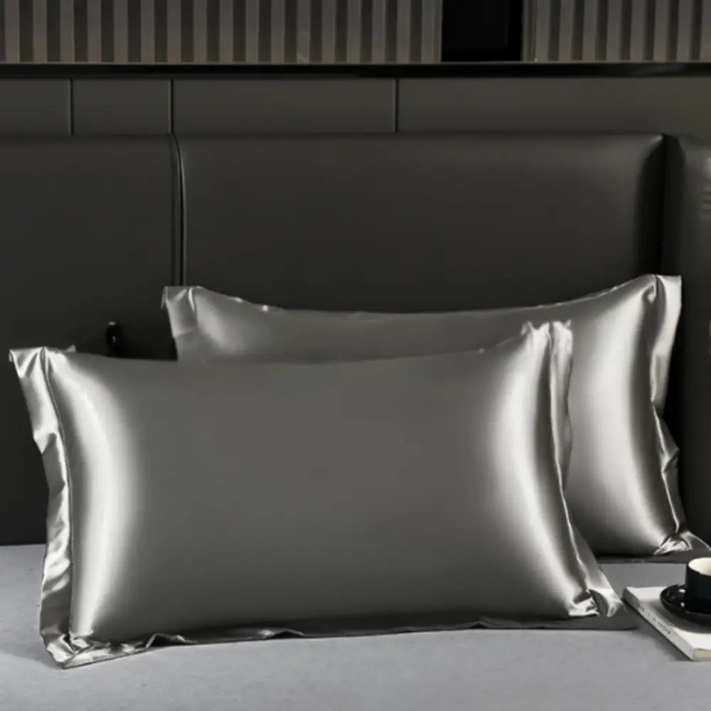 Taie d’oreiller en satin bienfaits - Gris argenté