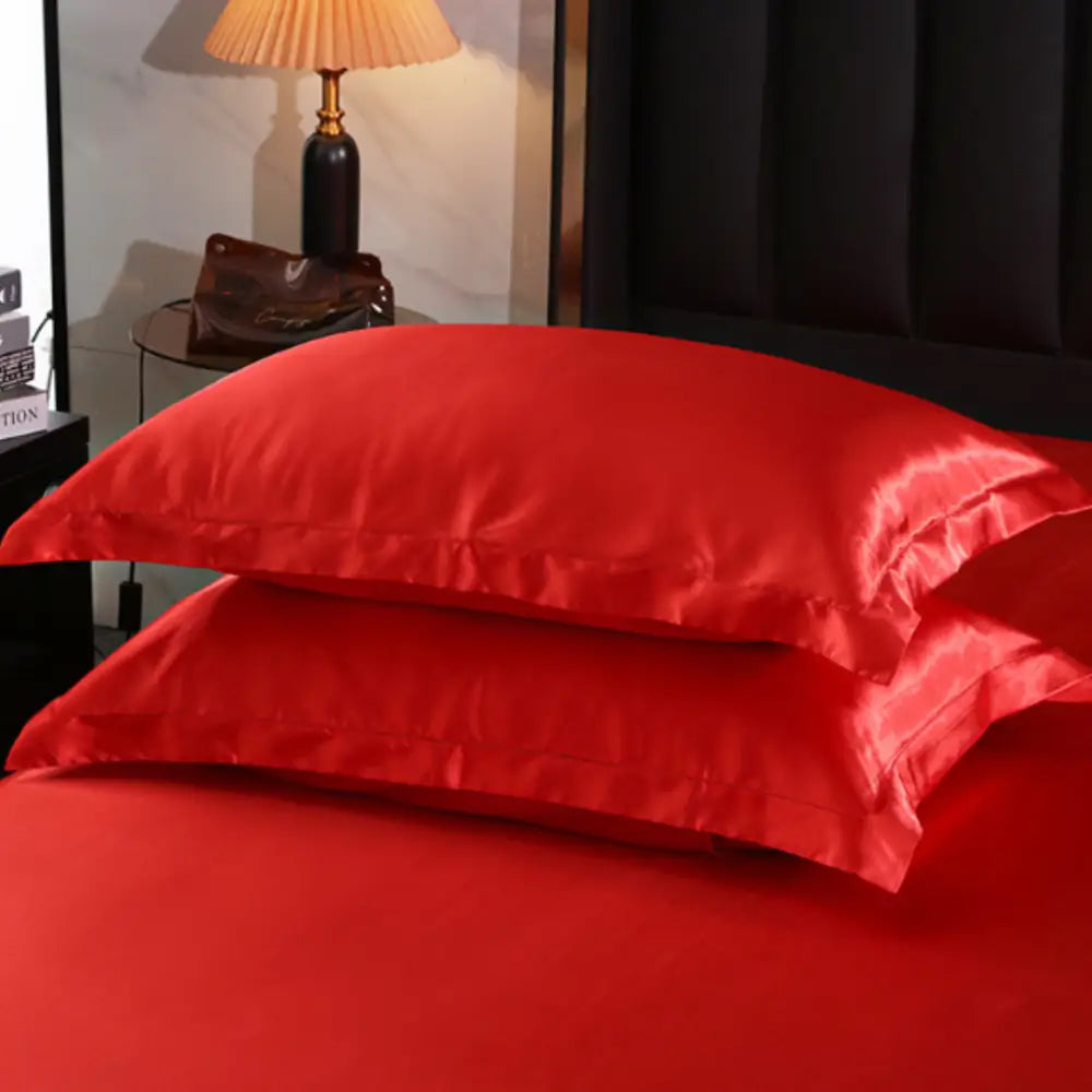 Taie d’oreiller en satin bienfaits - Rouge vif
