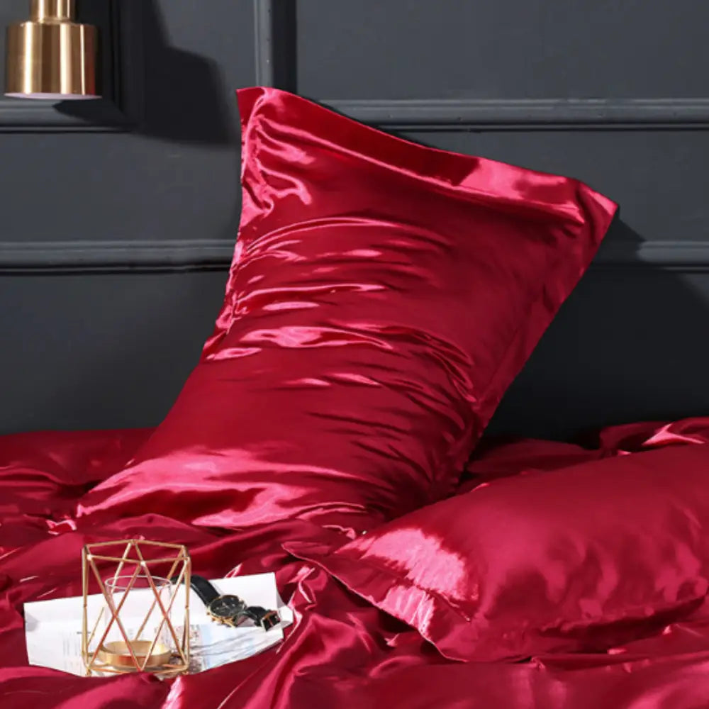 Taie d’oreiller en satin bienfaits - Vin rouge