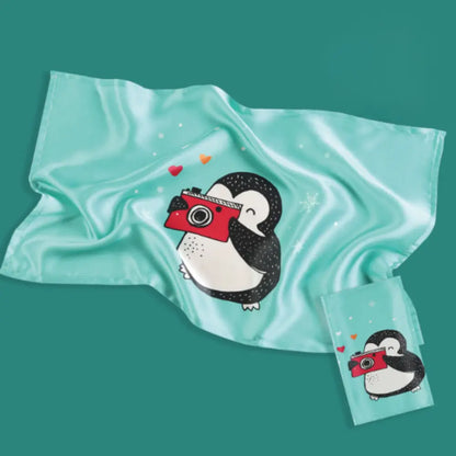 Taie oreiller bebe - Bleu turquoise / Animaux / 30 - 50 cm